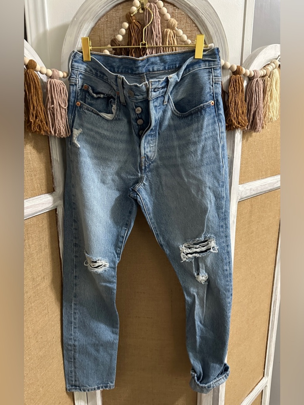 Levi's Light Blue Distressed Ankle Crop Jeans